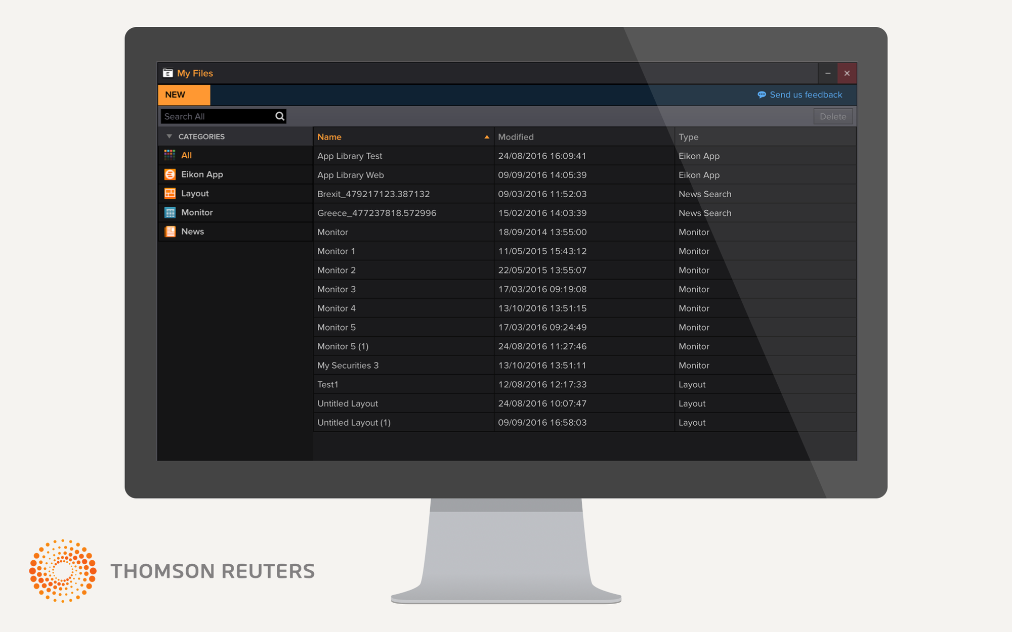 My Files application on the Eikon platform